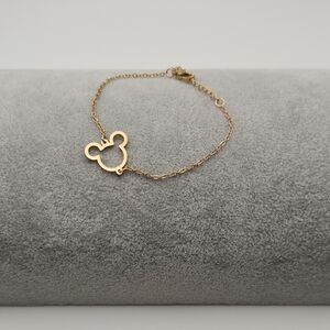 18K Gold Plated Mickey Mouse Silhouette Bracelet – Delicate Minimal Gold Chain